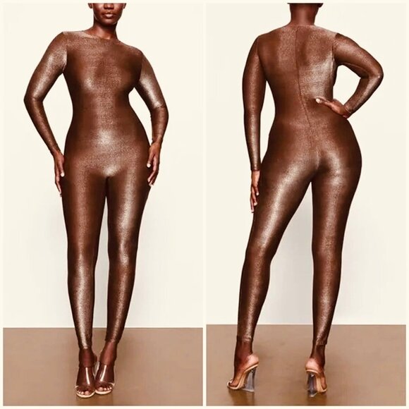 SKIMS Shimmer Catsuit Jumpsuit Copper 4X